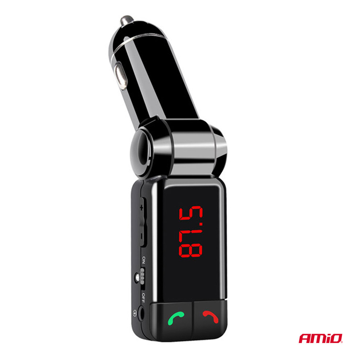 Bil FM-sändare, 2×USB-A 12V 24V AMIO-04650
