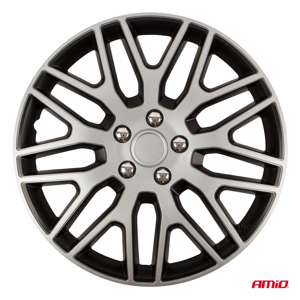 Hjulkapslar 4 st. Dakar, svarta och silverfärgade 15"