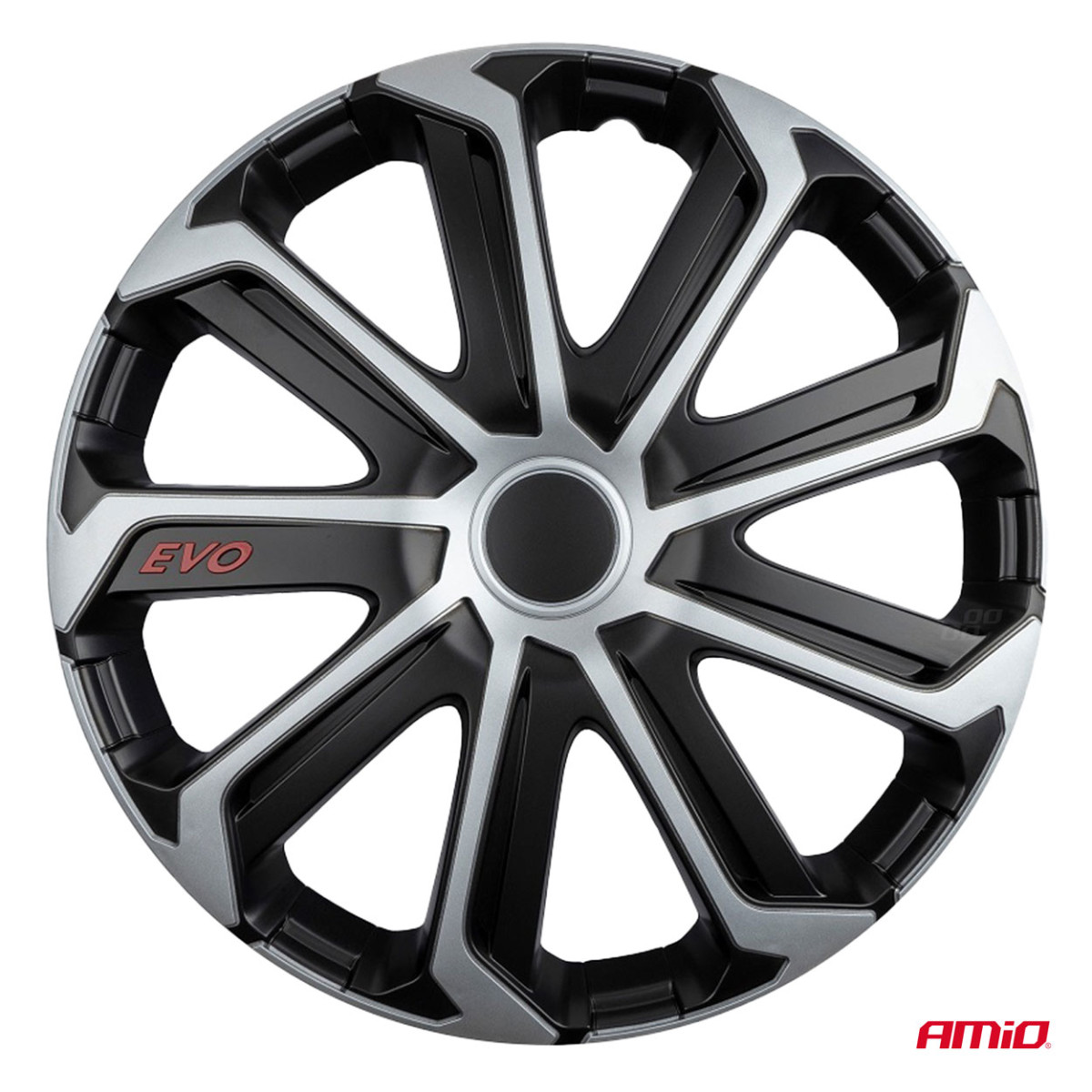 Hjulkapslar 4 st. EVO, svarta och silverfärgade 16"