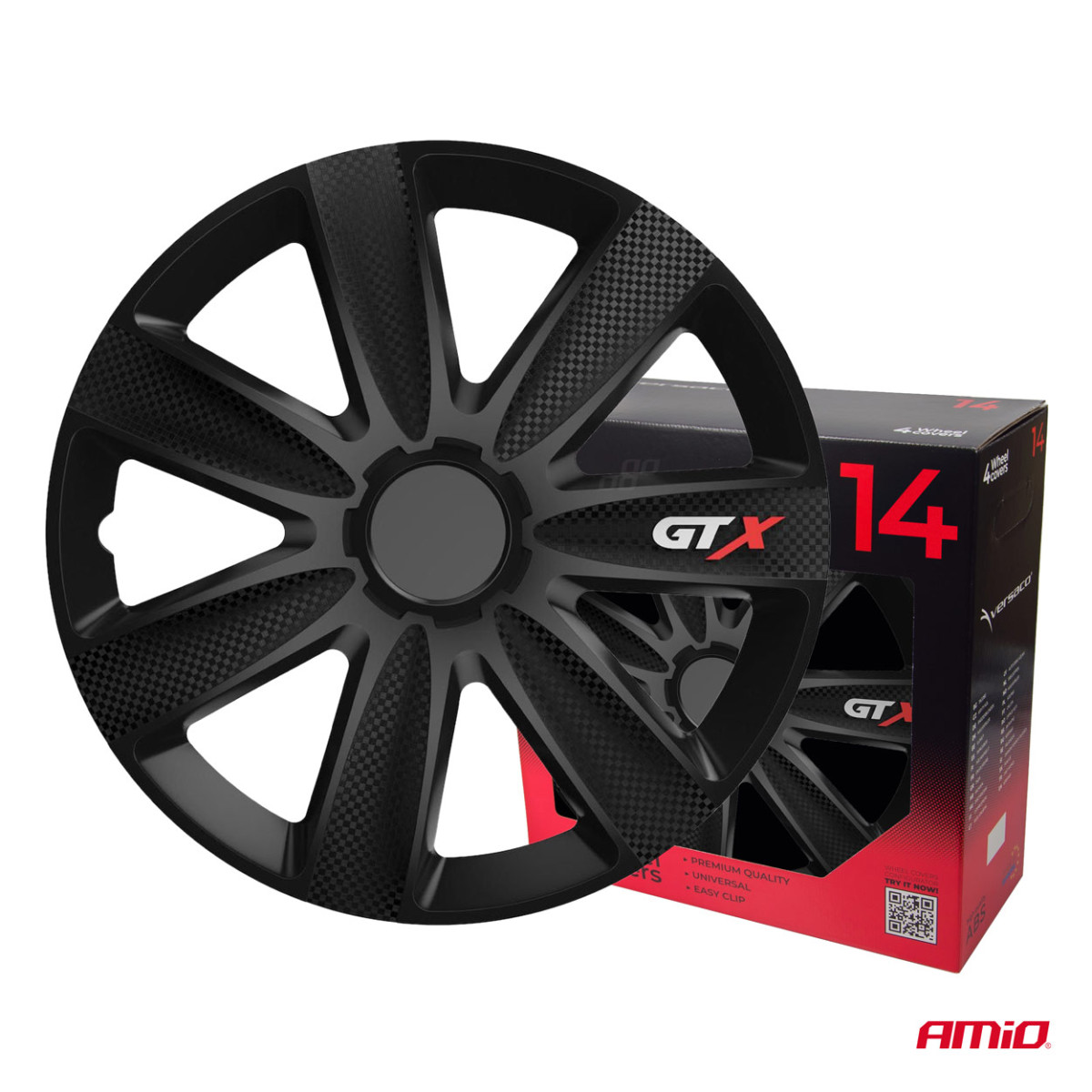 Hjulkapslar 4 st. GTX, Kolsvarta 14"