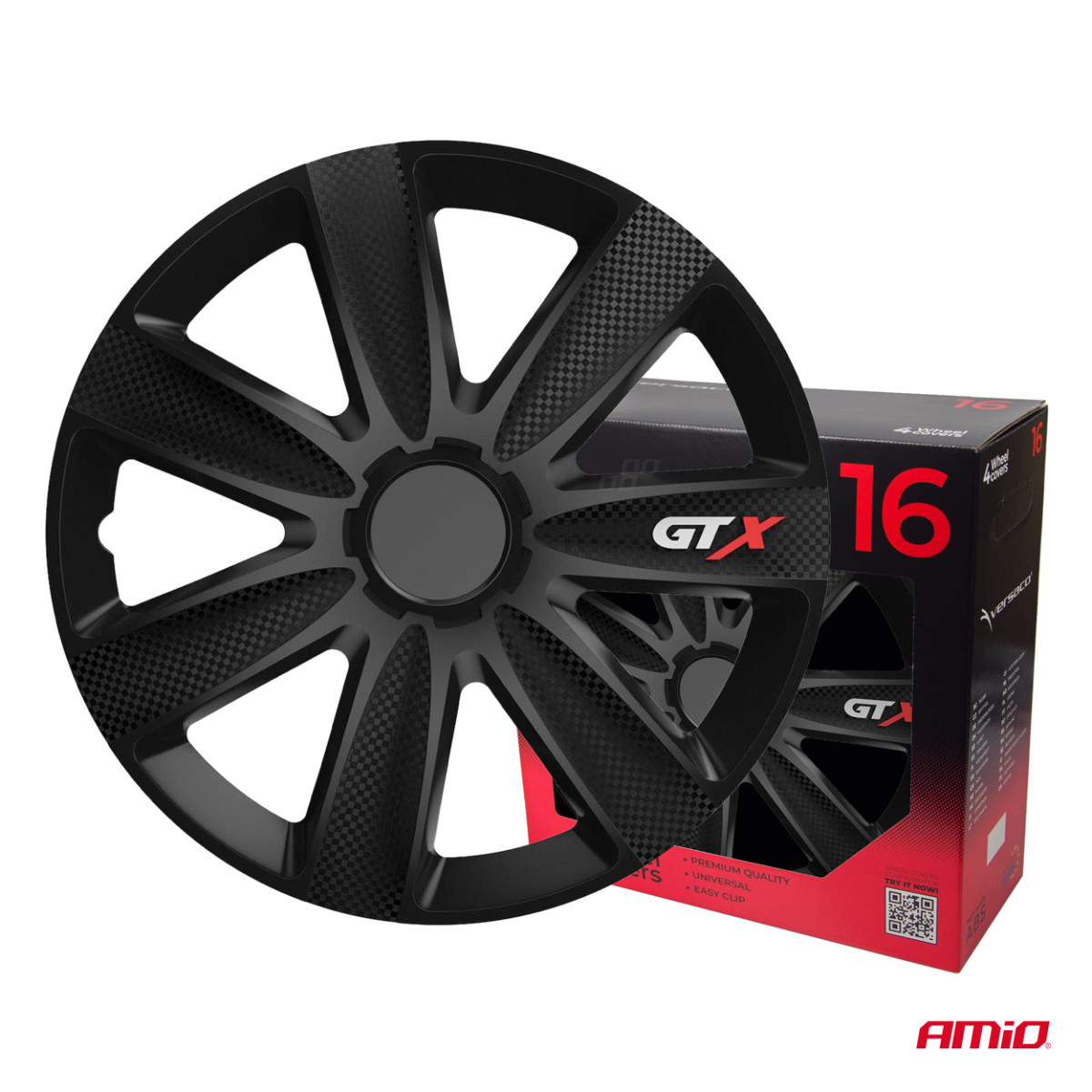 Hjulkapslar 4 st. GTX, Kolsvarta 16"