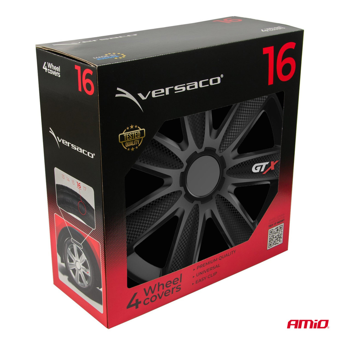 Hjulkapslar 4 st. GTX, Kolsvarta 16"