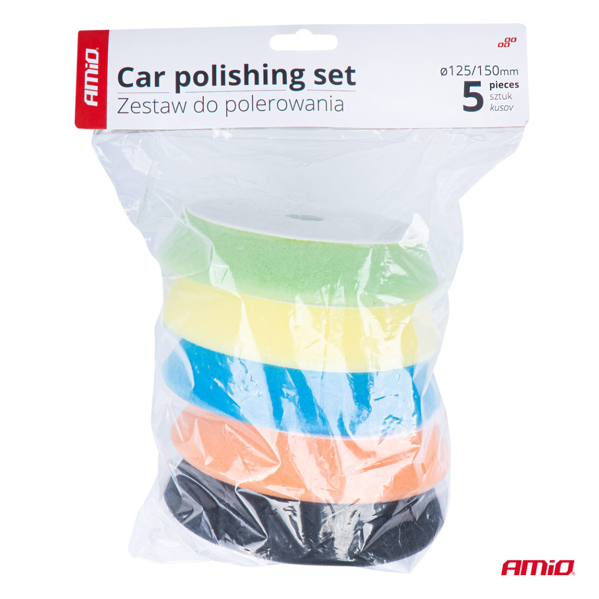 Polerskivset, 150 mm 5 st. AMIO-03709