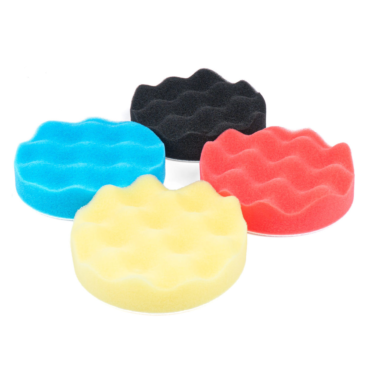 Polersvampset med kardborrefäste, 4 st., 125 mm AMIO-03710