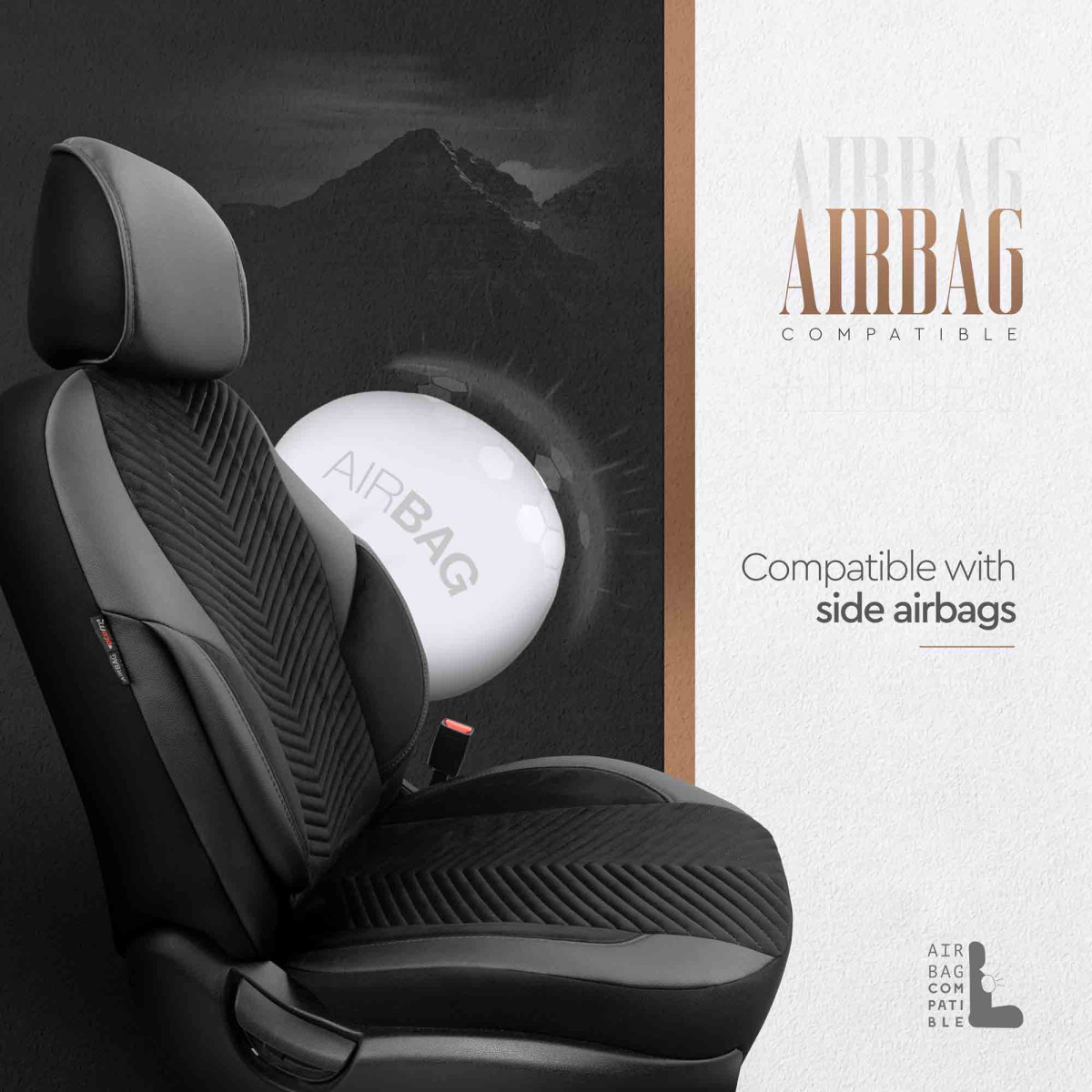 Universella sätesöverdrag OTOM, ADVANCED - svart