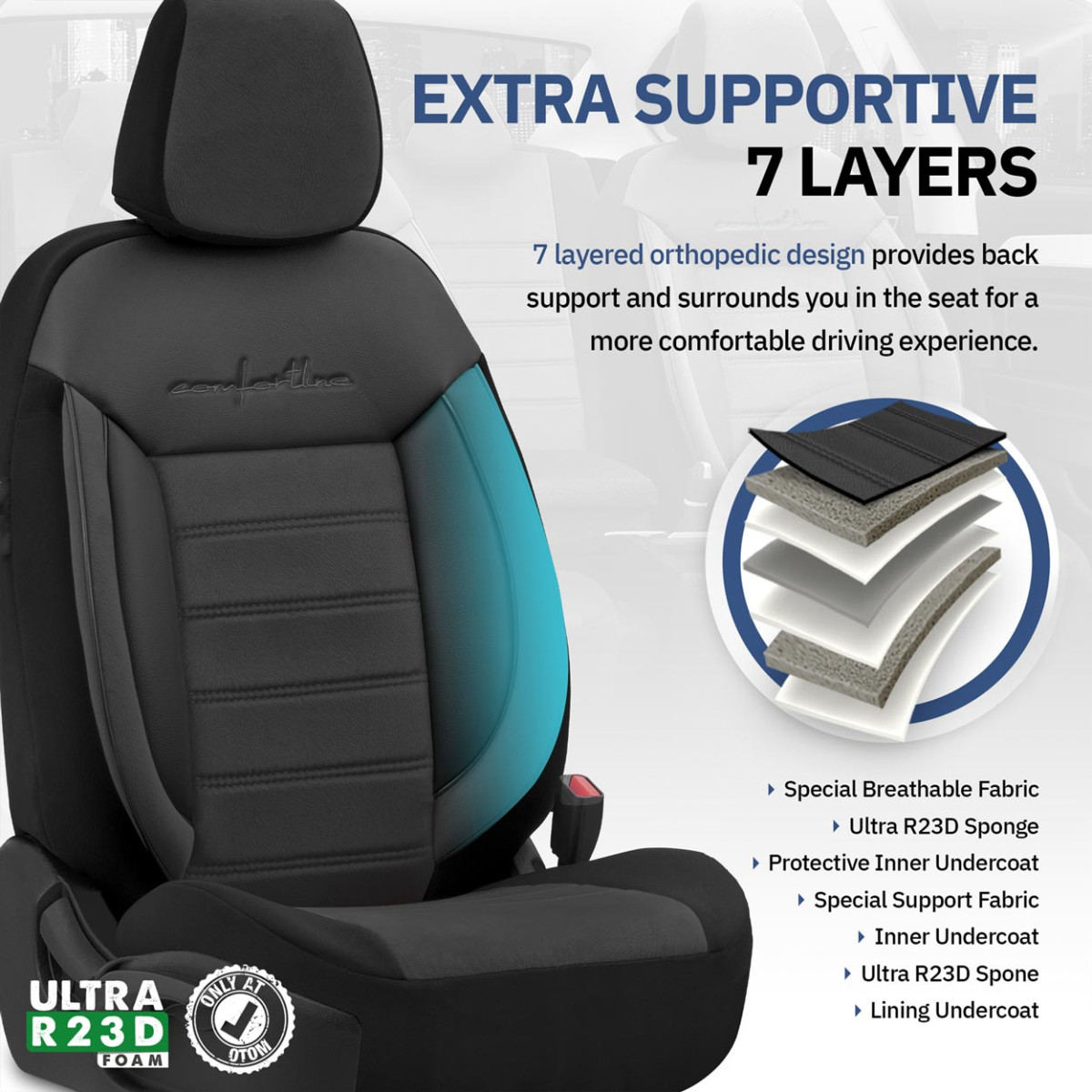 Universella sätesöverdrag OTOM, COMFORTLINE - svarta