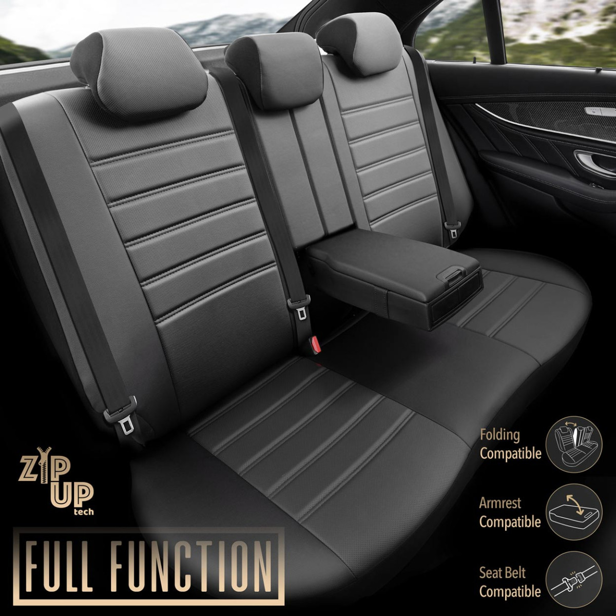 Universella sätesöverdrag OTOM, INSPIRE - svart, eko-läder