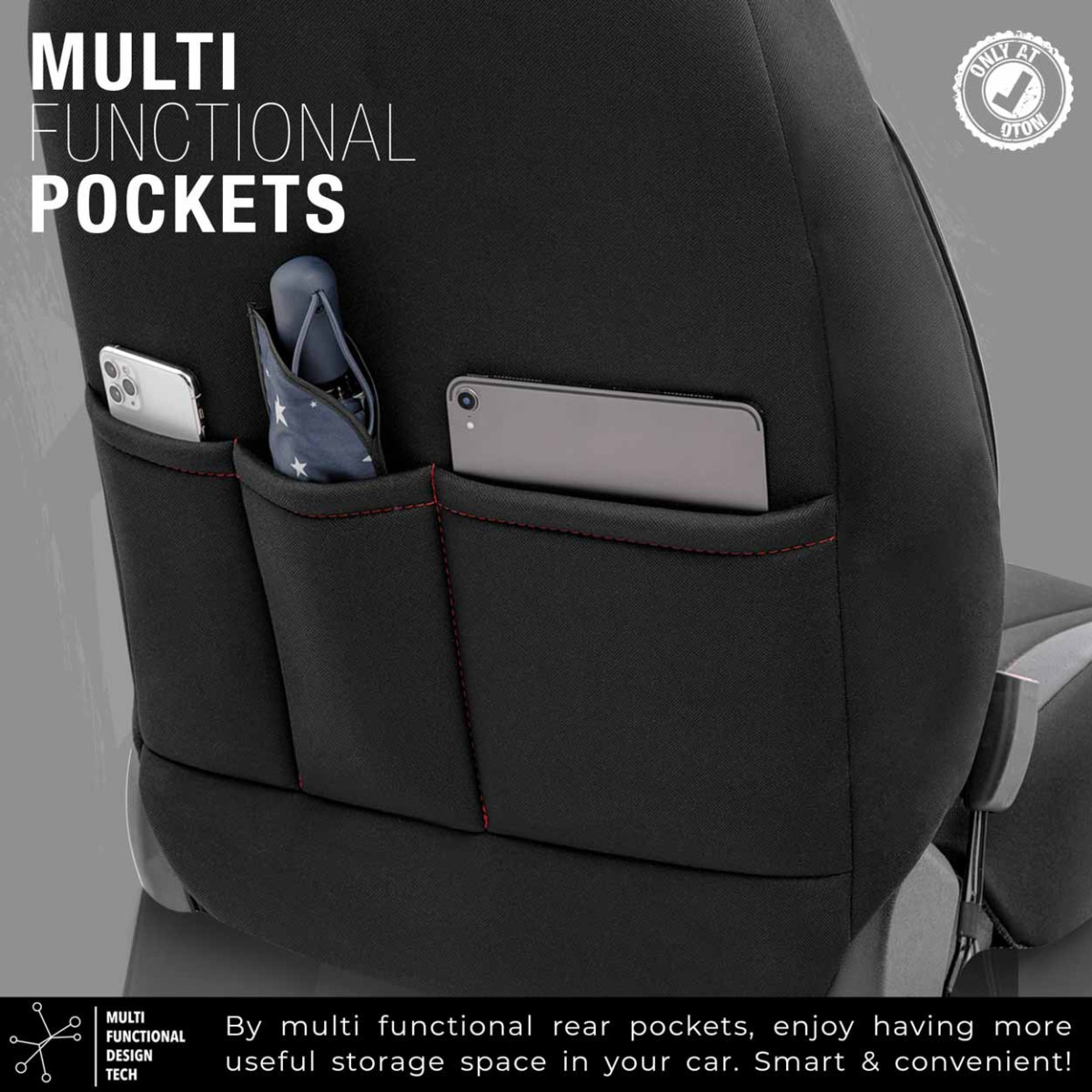 Universella sätesöverdrag OTOM, LIMITED - svart/röd