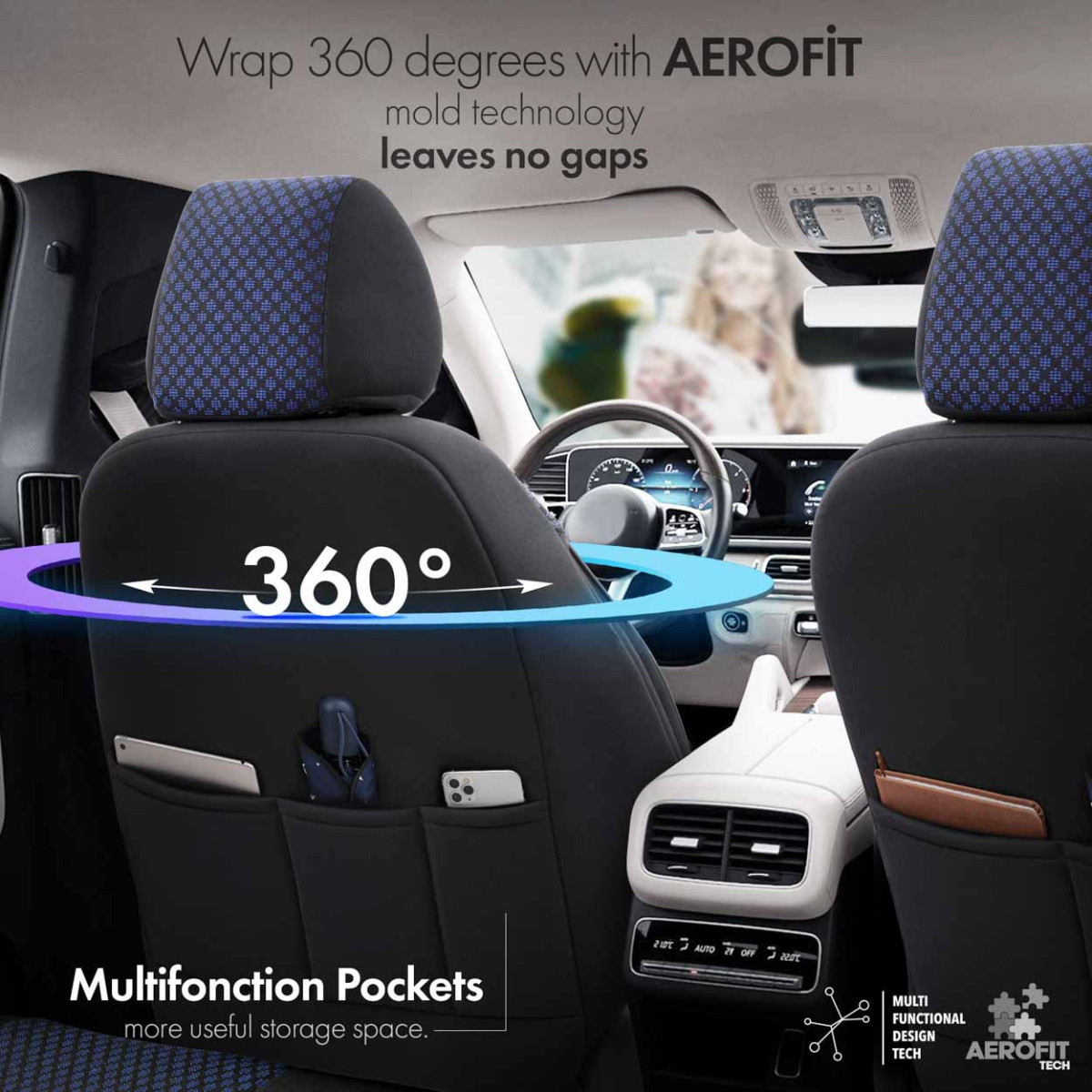 Universella sätesöverdrag OTOM, SPORT PLUS - blå
