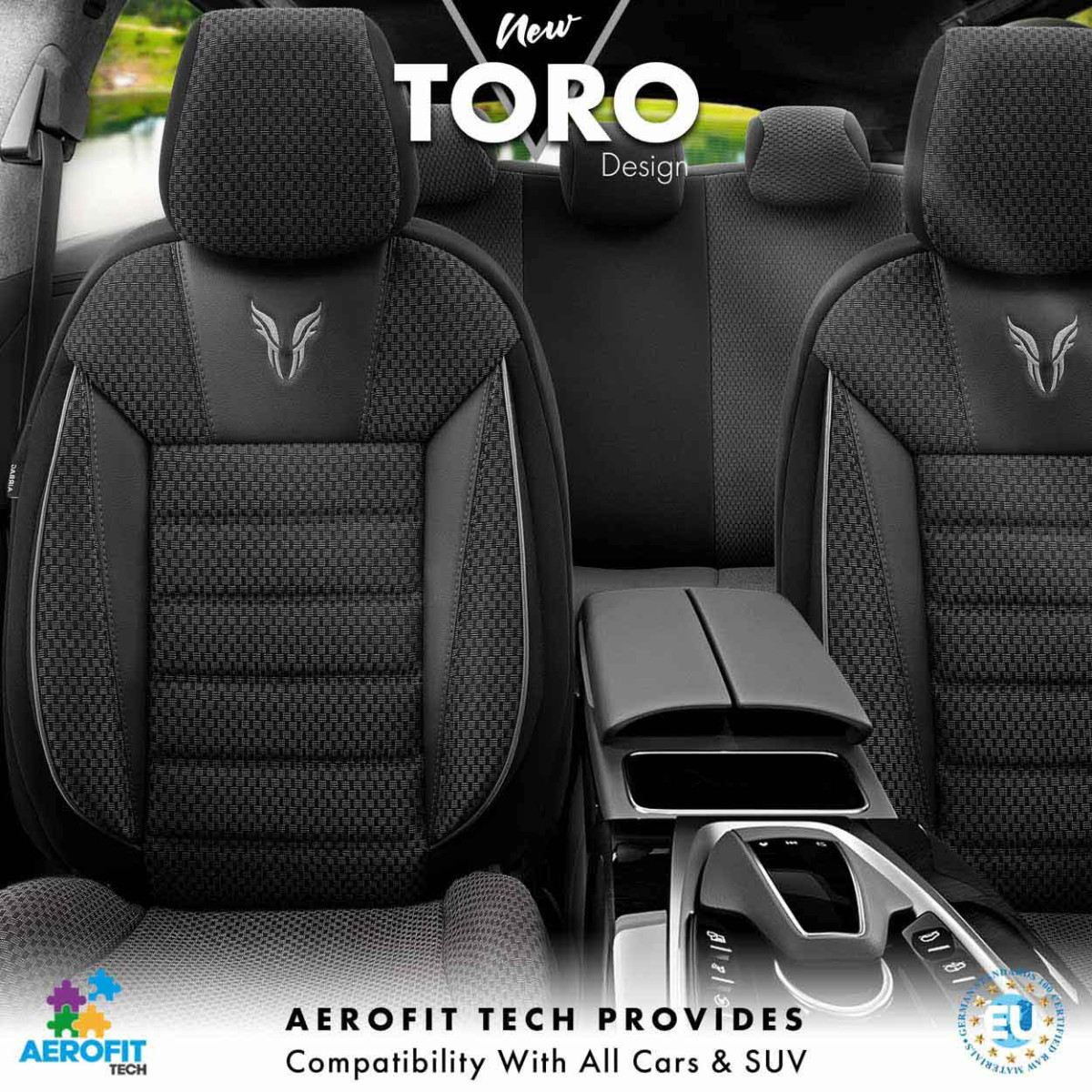 Universella sätesöverdrag OTOM, TORO - svart