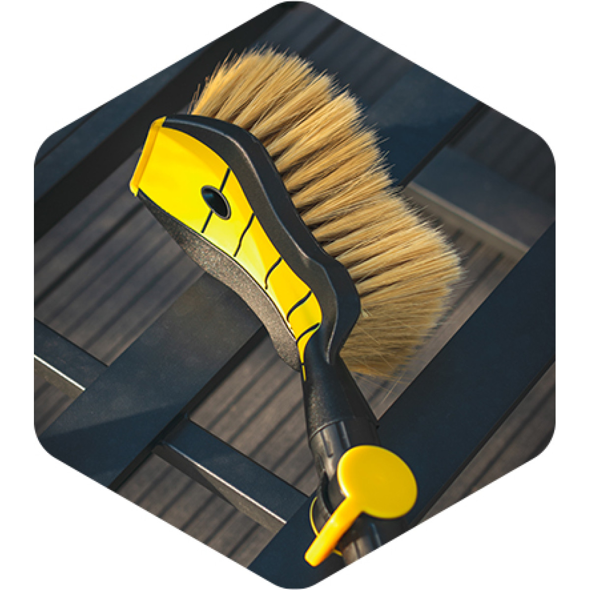 Biltvättborste "Nice Touch" Premium med vattenspraymunstycke, mjuka, gula borst, 54 cm