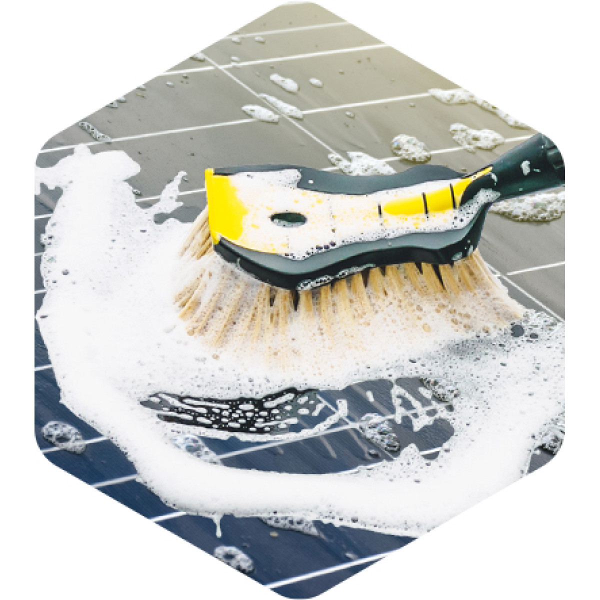 Biltvättborste "Nice Touch" Premium med vattenspraymunstycke, mjuka, gula borst, 54 cm