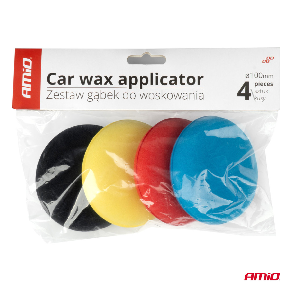 Vaxnings- och polersvampset, 4 st., 100 mm AMIO-03713