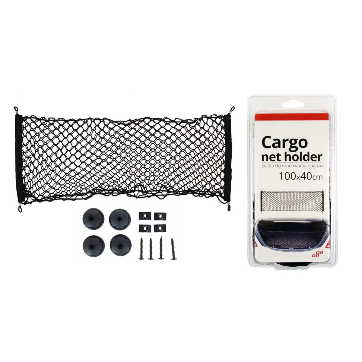 Bagagenät med ficka och hållare 100×40 cm, AMIO-02148