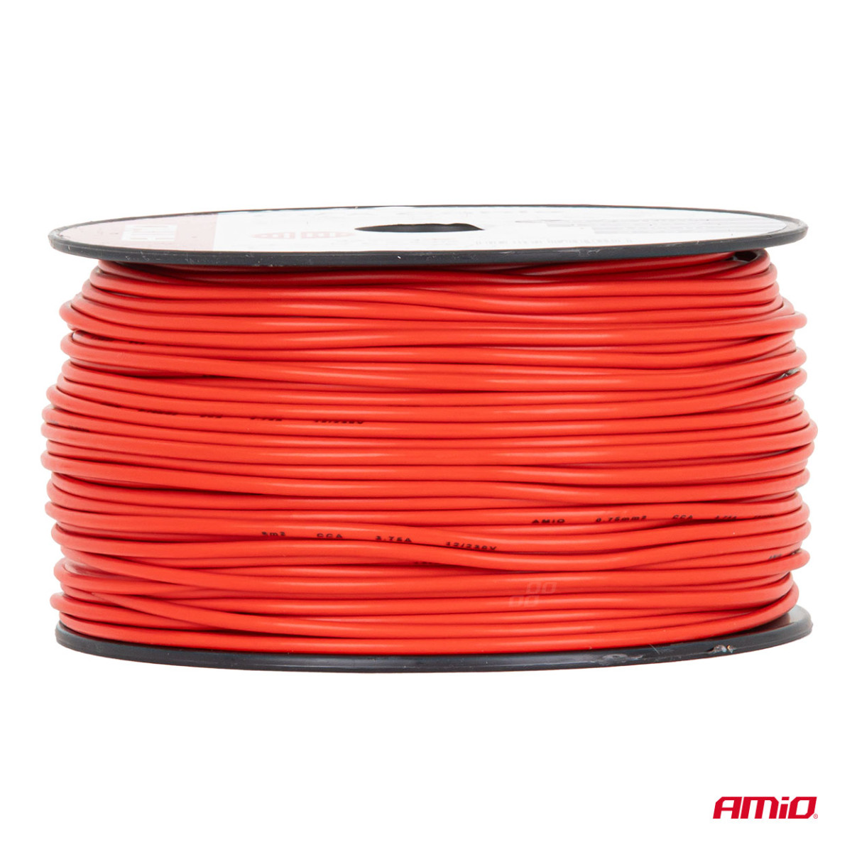 Enkelkärnig CCA-kabel, röd, 1x0,75mm² 100m 3,75A 12/230V AMIO-04450