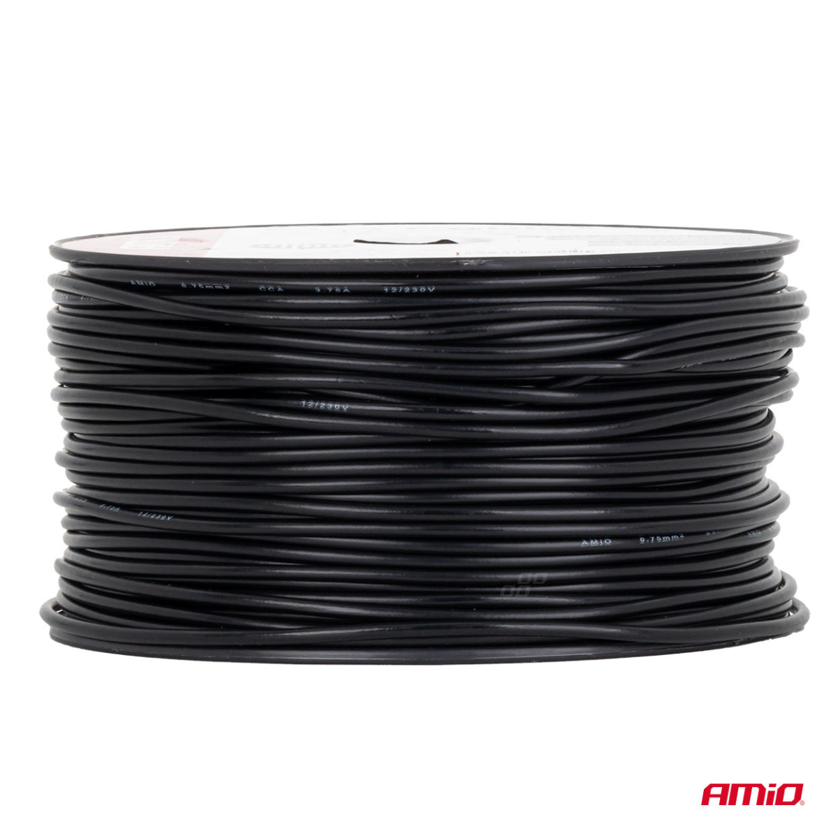 Enkelkärnig CCA-kabel, svart, 1x0,75 mm² 100 m 12/230V AMIO-04453