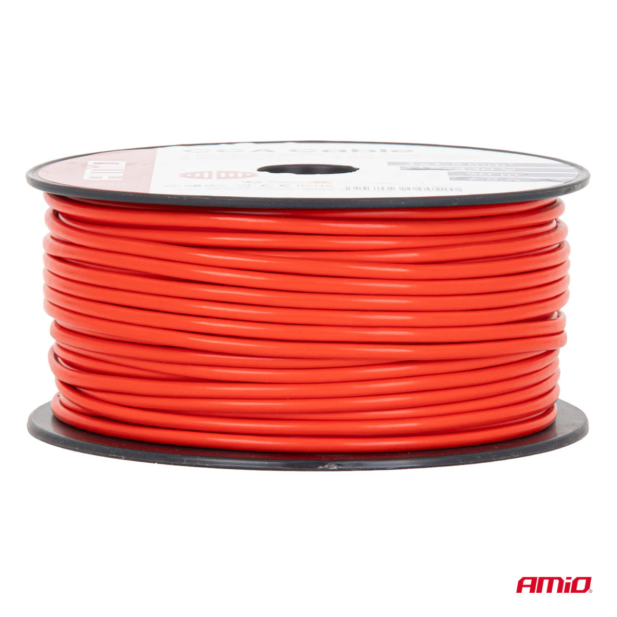 Enkelkärnig CCA-kabel, röd, 1x1,5mm² 50m 7,5A 12/230V AMIO-04452