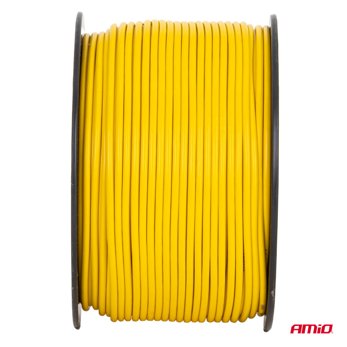 Enkelkärnig CCA-kabel, gul, 1x1mm² 100m 5A 12/230V AMIO-04448