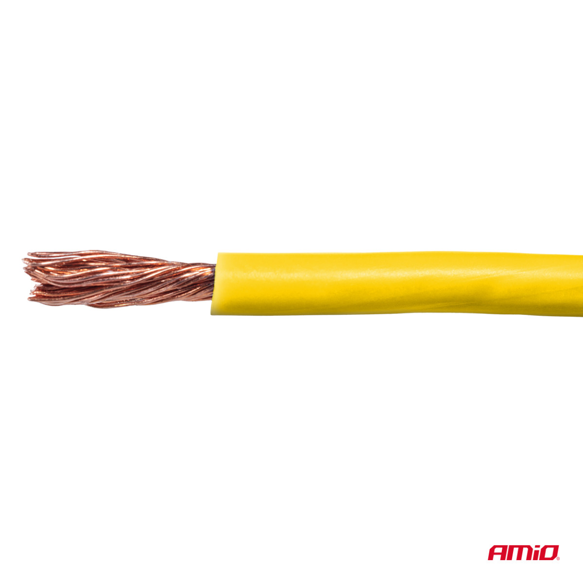 Enkelkärnig CCA-kabel, gul, 1x1mm² 100m 5A 12/230V AMIO-04448