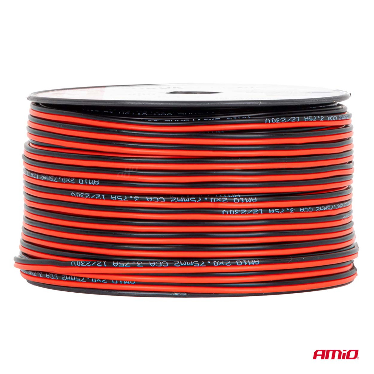 Tvåledar CCA-högtalarkabel 2×0,75 mm², 100 m, 3,75 A AMIO-04457