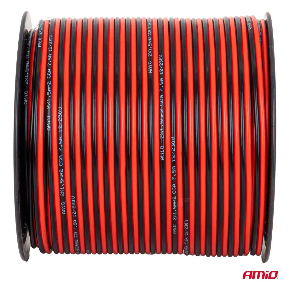 Tvåledarig CCA-kabel, 2x1,5mm² 100m 7,5A AMIO-04459