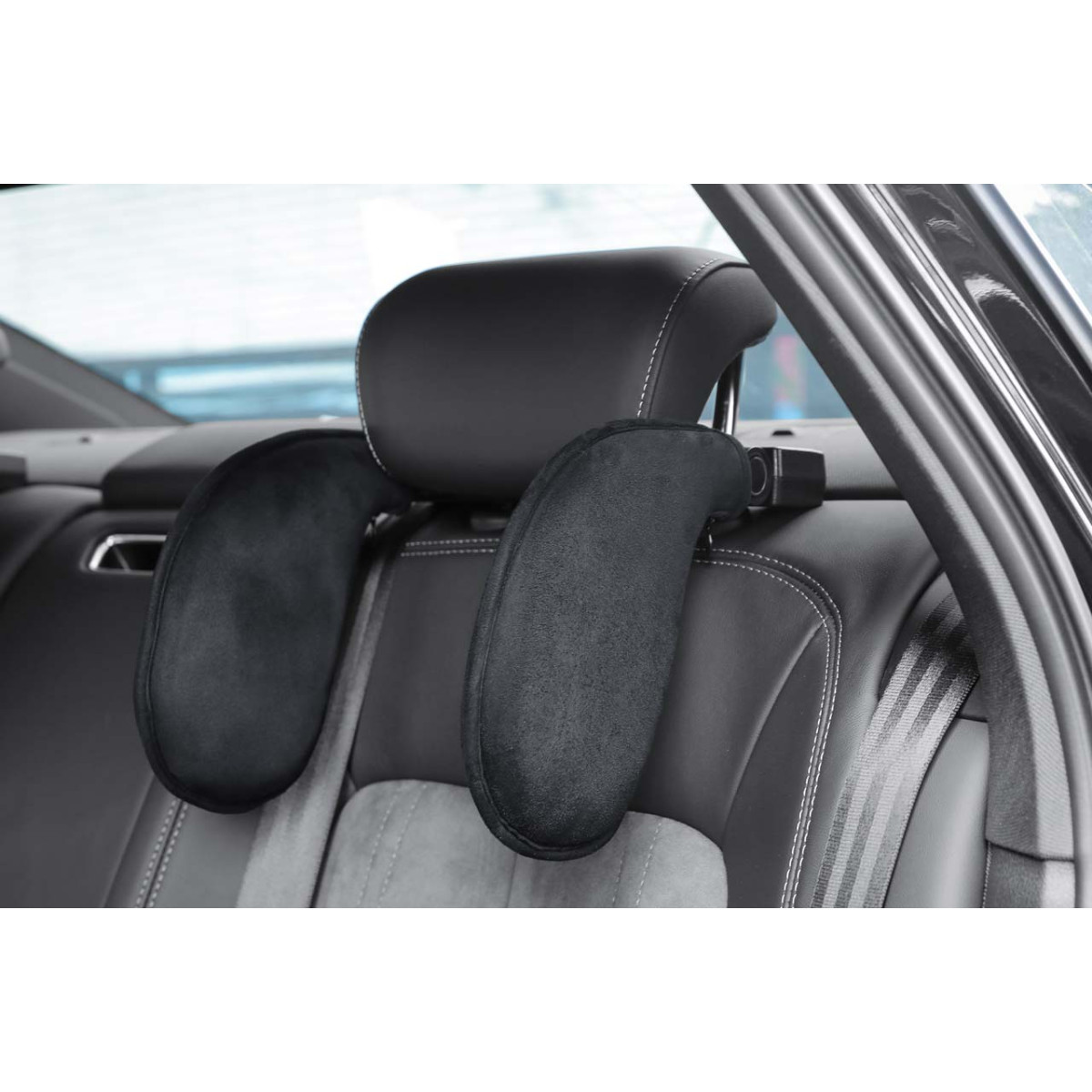 Nackstöd i bilen, svart, tillverkat av tyg AMIO-02558