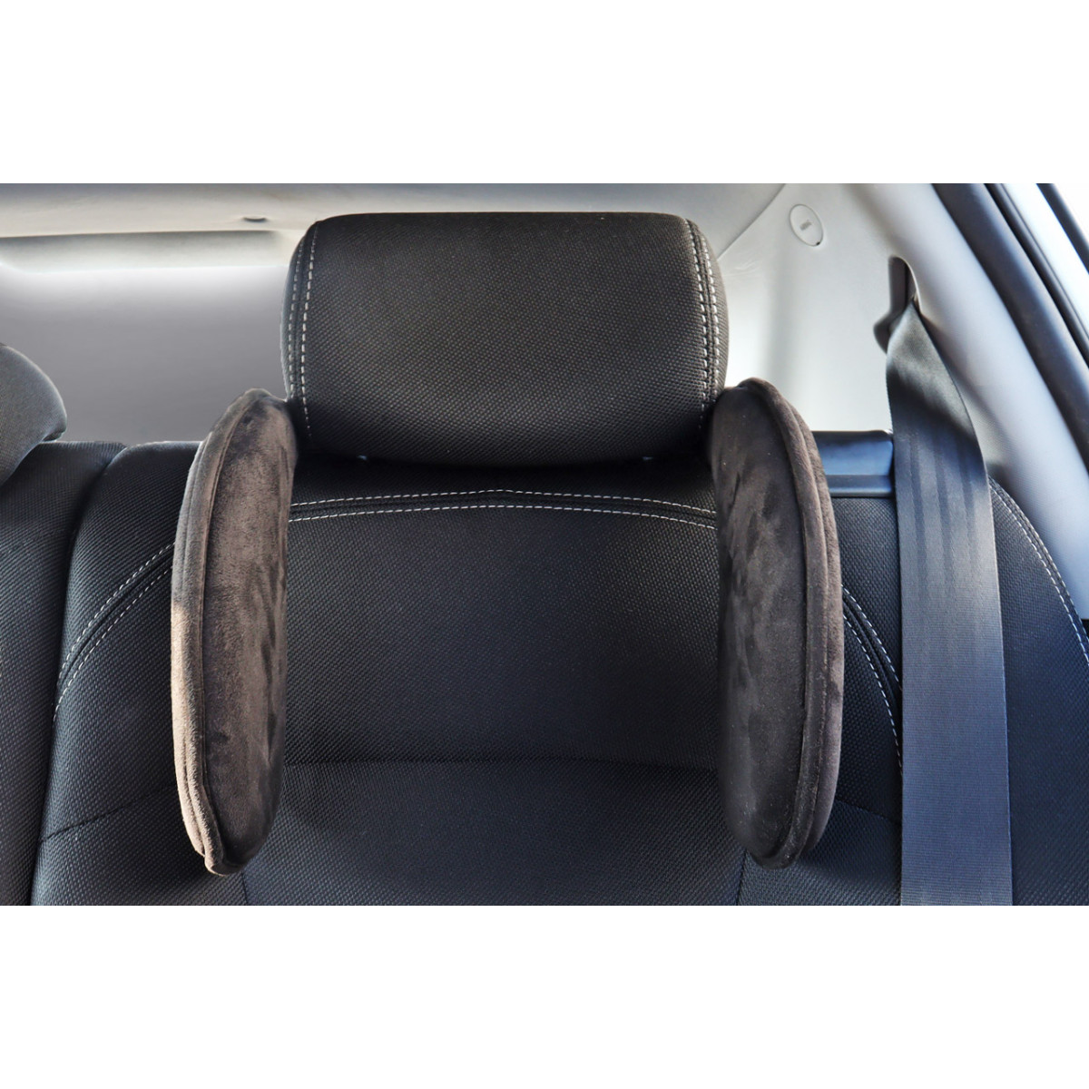 Nackstöd i bilen, svart, tillverkat av tyg AMIO-02558