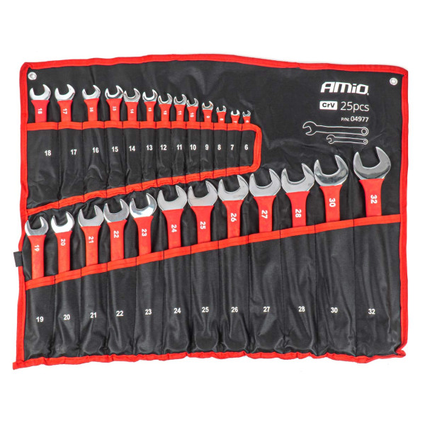 Kombinationsnyckelsats, 6-32 mm, CrV, 25 delar, AMIO-04977 Kombinationsnyckelsats, 6-32 mm, CrV, 25 delar, AMIO-04977