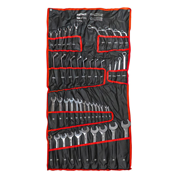 Kombinationsnyckelsats, CrV, 47 delar, AMIO-04982