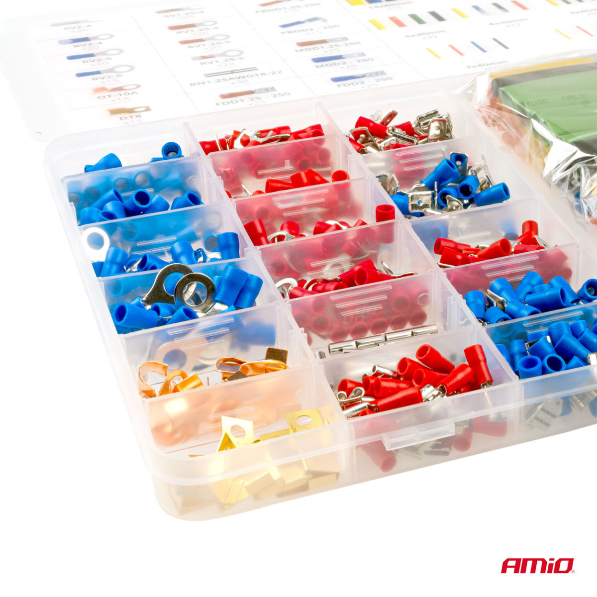 Bilkontakter och krympslangsats 678 delar, AMIO-03031