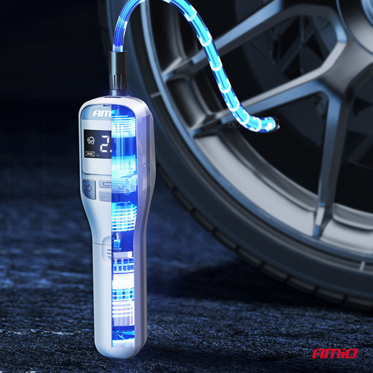 Trådlös bilkompressor 40W med powerbank AMIO-03689