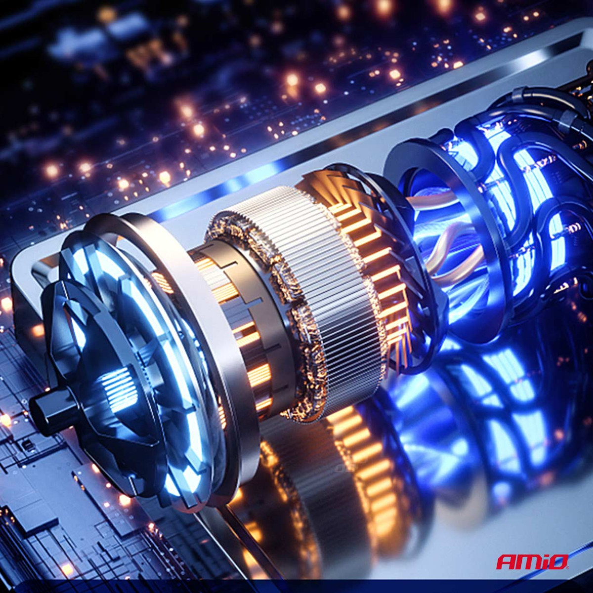 Trådlös bilkompressor 40W med powerbank AMIO-03689