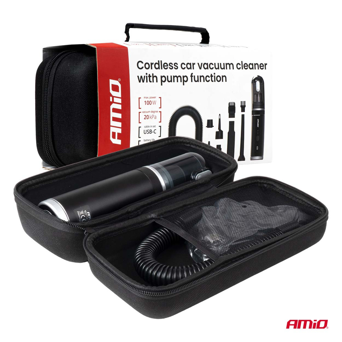 Trådlös bilpump med pumpfunktion 100W 20 kPa USB-C AMIO-04785