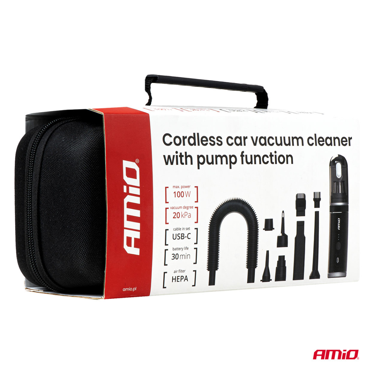 Trådlös bilpump med pumpfunktion 100W 20 kPa USB-C AMIO-04785