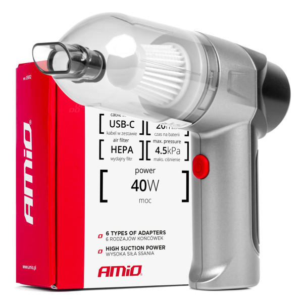 Sladdlös bildammsugare 40 W, 4000 mAh, med HEPA-filter, 4,5 kPa AMiO-03692