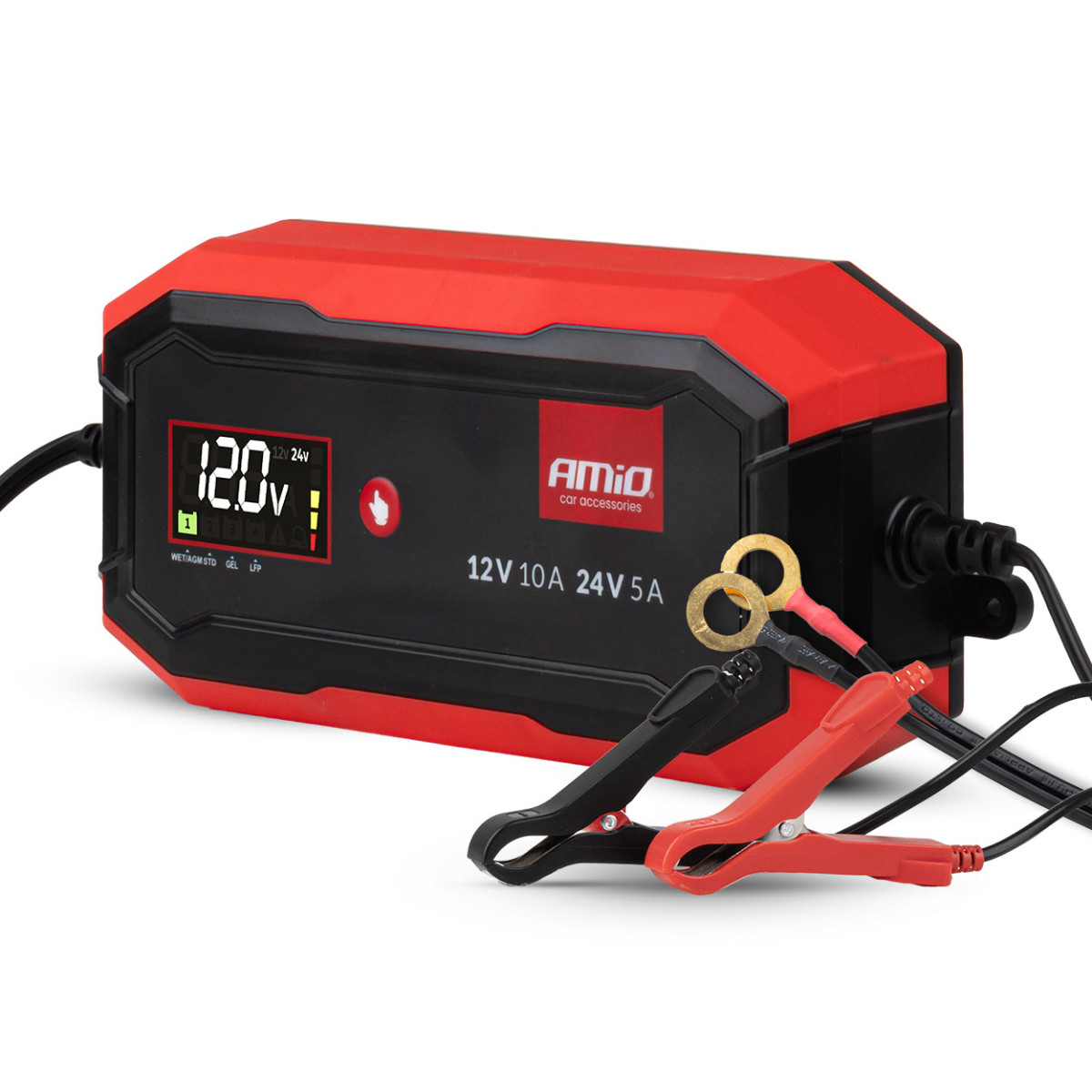 Digital batteriladdare AGM/GEL/STD/LiFePO4 10A 12/24V PRO AMIO-04528
