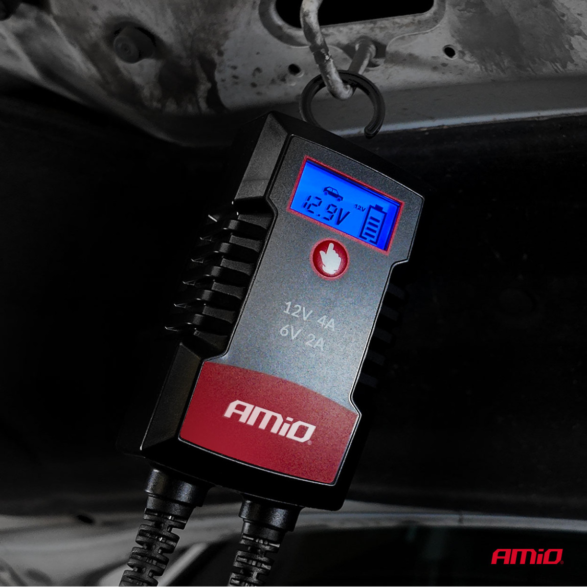 Digital batteriladdare AGM/GEL/LiFePO4 4A 6/12V PRO HOOK AMIO-04531