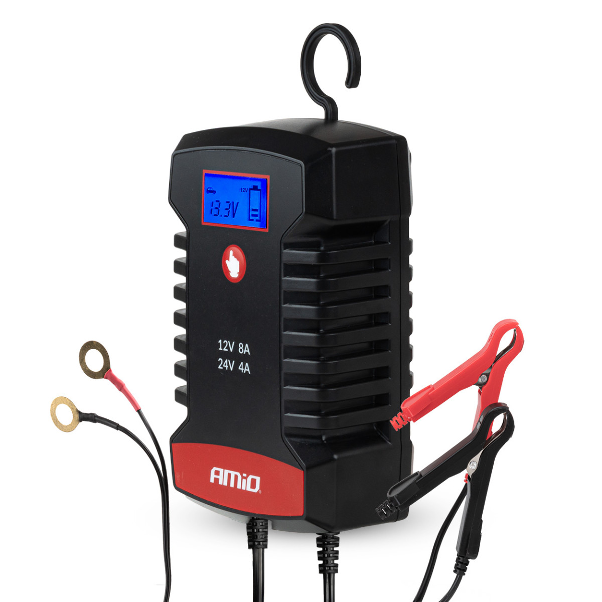 Digital batteriladdare AGM/GEL/LiFePO4 8A 12/24V PRO HOOK AMIO-04533