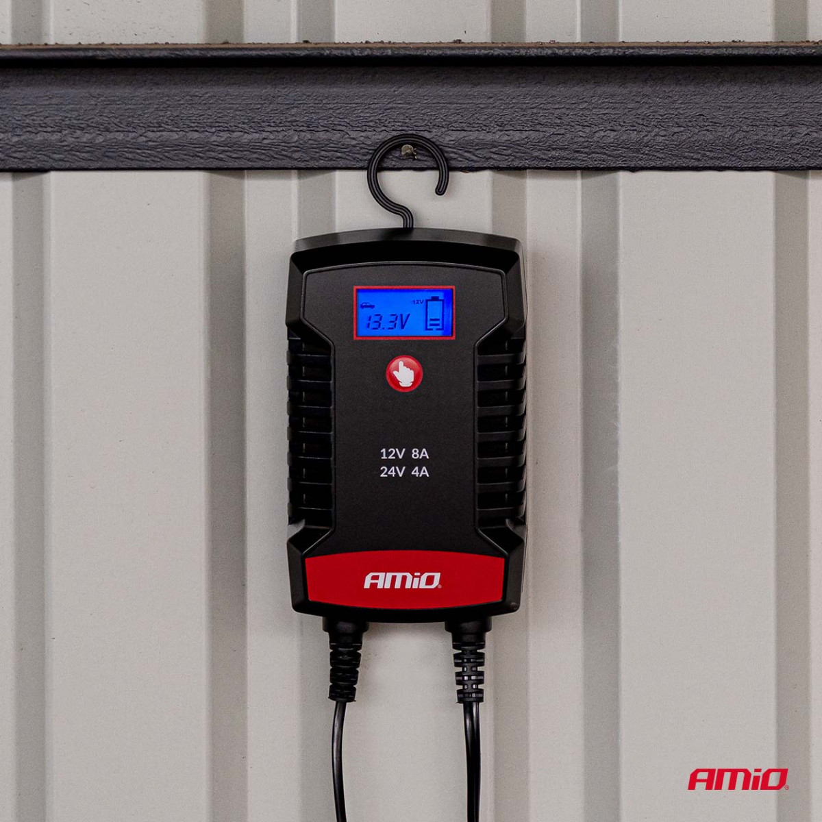Digital batteriladdare AGM/GEL/LiFePO4 8A 12/24V PRO HOOK AMIO-04533