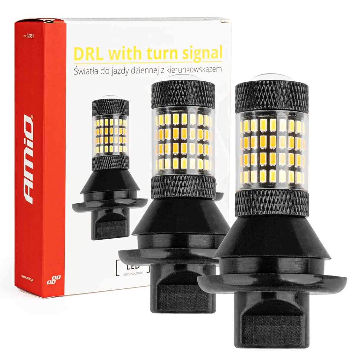Varselljus LED med blinkers 2-i-1 PY21W AMIO-02451