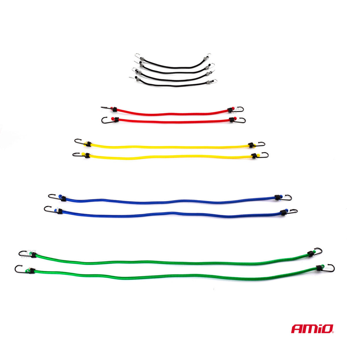 Set med 12 elastiska bagageremmar, BSTRAP-11 AMIO-02836