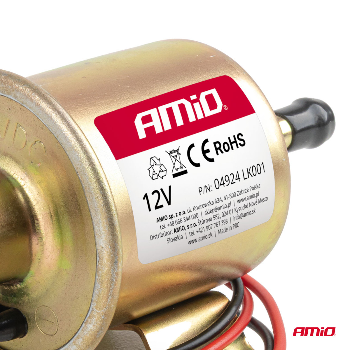 Elektrisk bränslepump, 8 mm, 12 V AMIO-04924