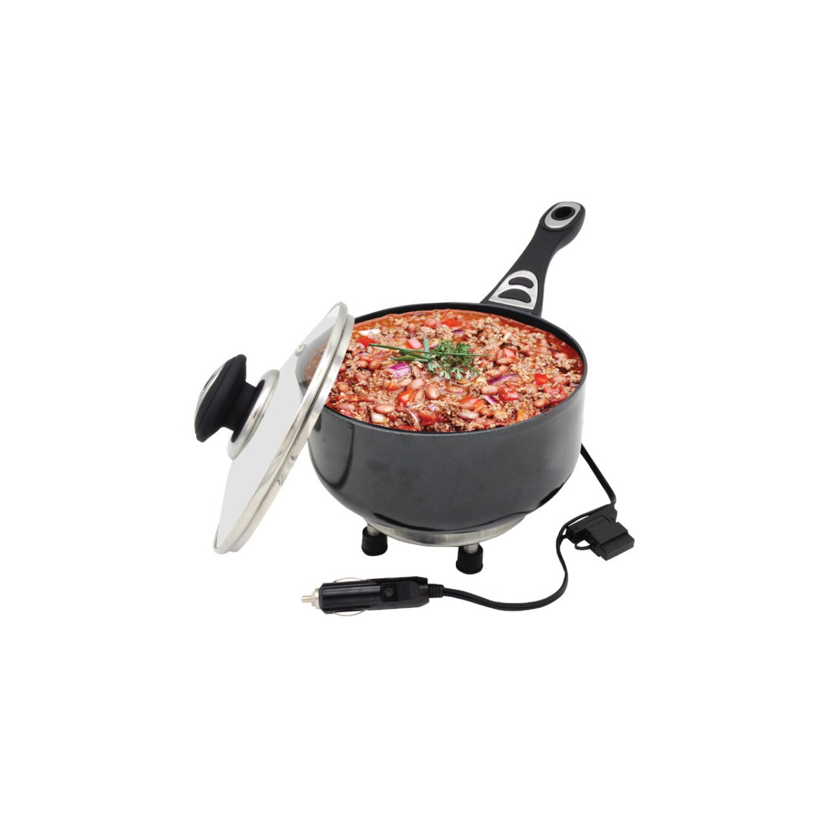 Elektrisk gryta med lock för bil, 18 cm x 8 cm 150W 12V, AMIO-02534