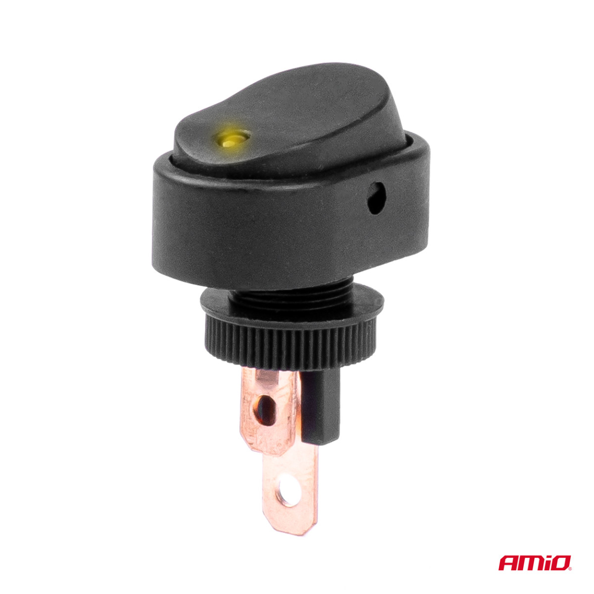 Elliptisk strömbrytare med gul belysning 12/24V max 30A PÅ/AV AMIO-03088