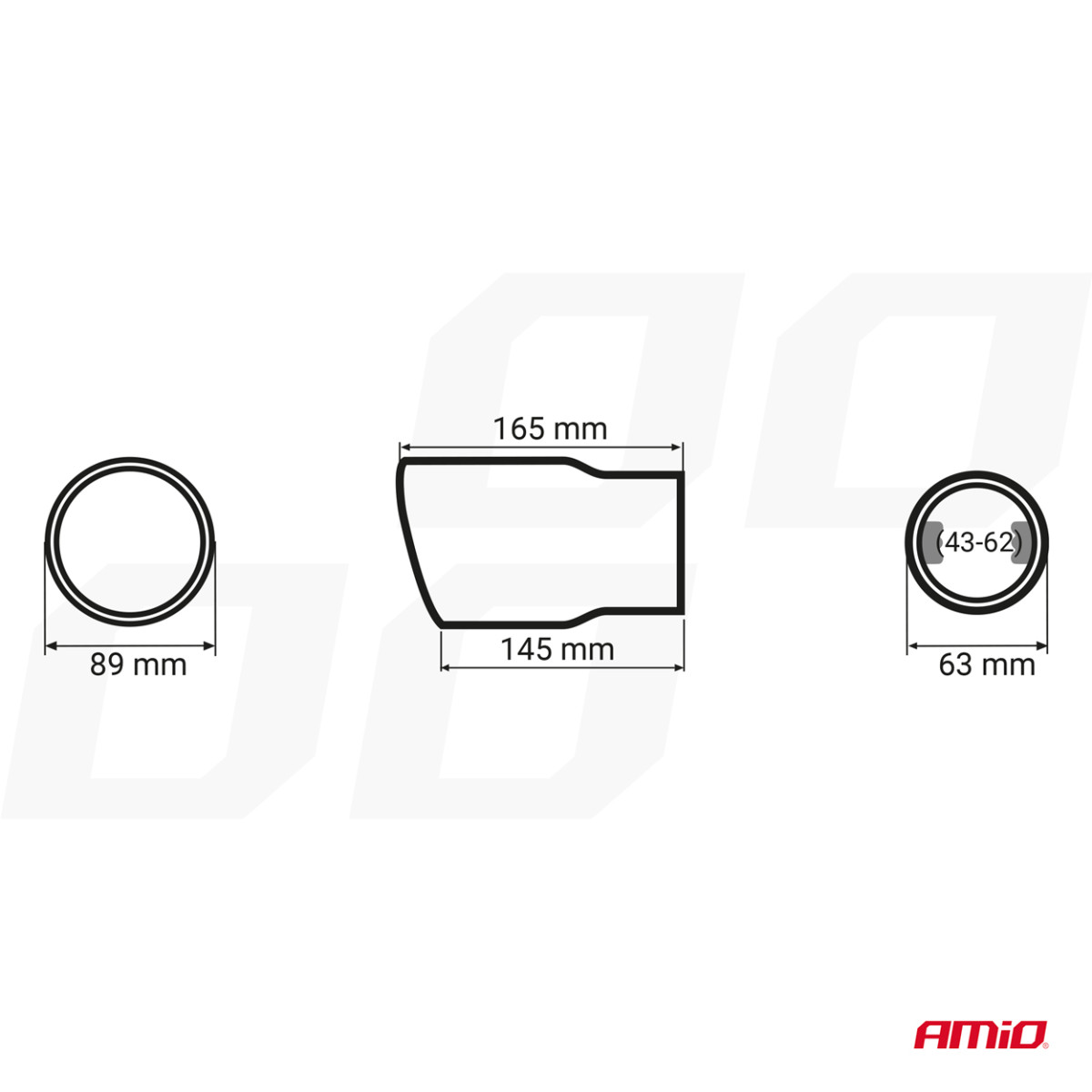 Ljuddämparmunstycke, rostfritt stål, mattsvart AMiO-04061