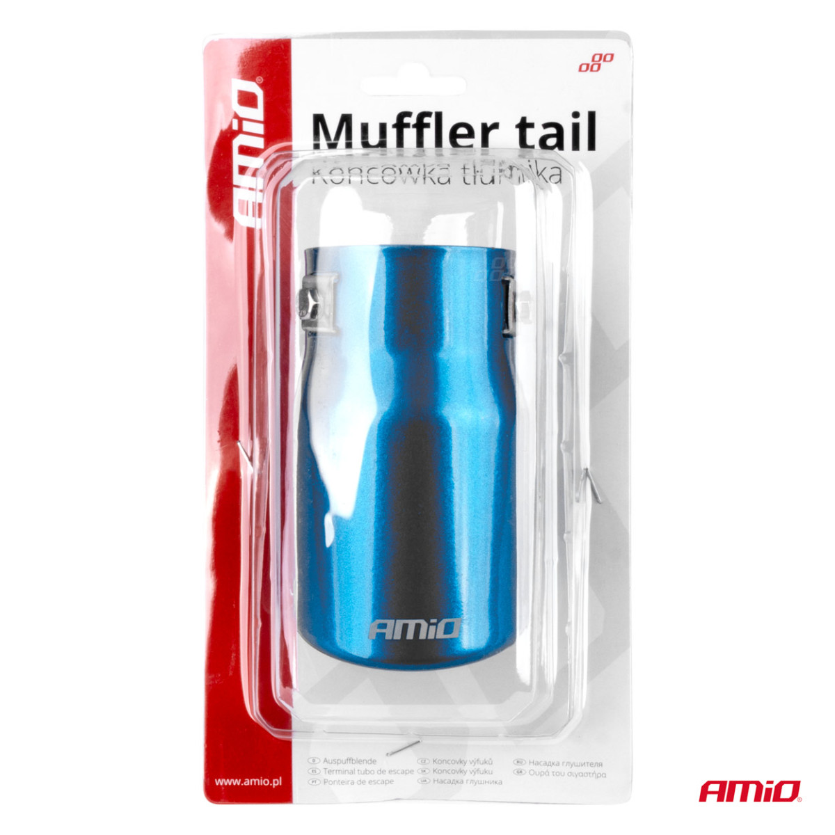 Ljuddämparmunstycke 43-62 mm, rostfritt stål, blå AMiO-04072