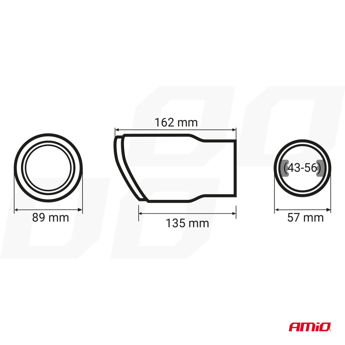 Ljuddämparmunstycke, rostfritt stål, carbon AMIO-04065