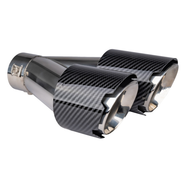Ljuddämparmunstycke, rostfritt stål, kolfiber, dubbel, vänster, AMiO‑04069