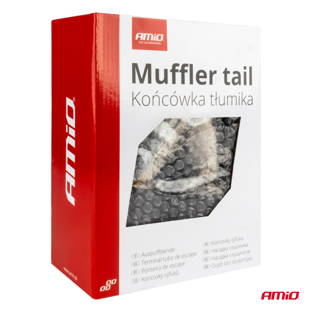 Ljuddämparmunstycke 32–52 mm, rostfritt stål, kolfiber, dubbel, vänster, AMiO‑04069