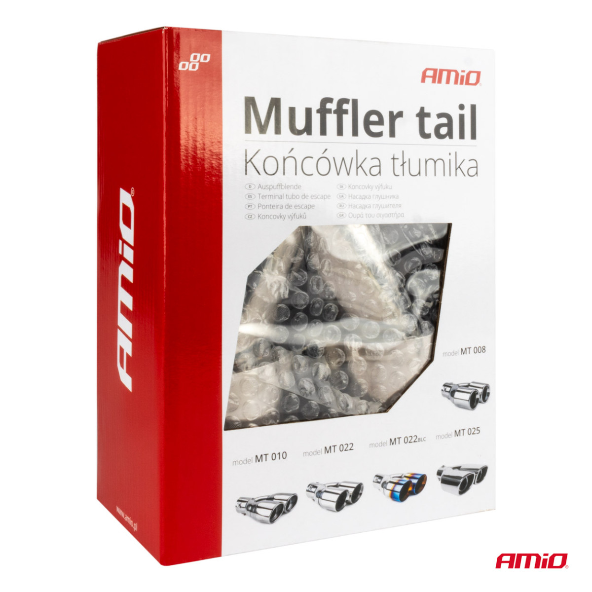 Ljuddämparmunstycke 32-52 mm, rostfritt stål, förkromat, dubbel, vänster AMiO-04067